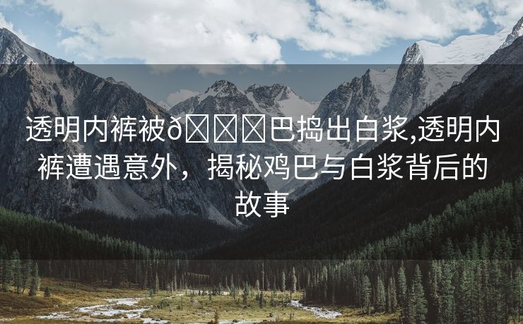 透明内裤被🐔巴捣出白浆,透明内裤遭遇意外，揭秘鸡巴与白浆背后的故事