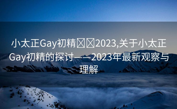 小太正Gay初精❌❌2023,关于小太正Gay初精的探讨——2023年最新观察与理解