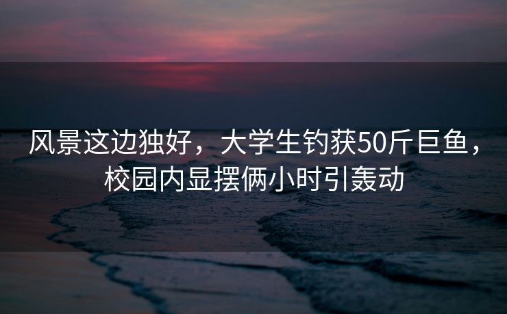 风景这边独好，大学生钓获50斤巨鱼，校园内显摆俩小时引轰动