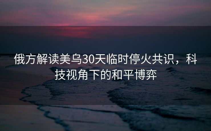 俄方解读美乌30天临时停火共识，科技视角下的和平博弈