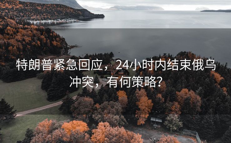 特朗普紧急回应，24小时内结束俄乌冲突，有何策略？