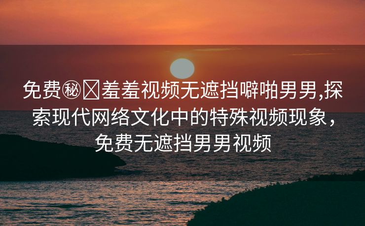 免费㊙️羞羞视频无遮挡噼啪男男,探索现代网络文化中的特殊视频现象，免费无遮挡男男视频