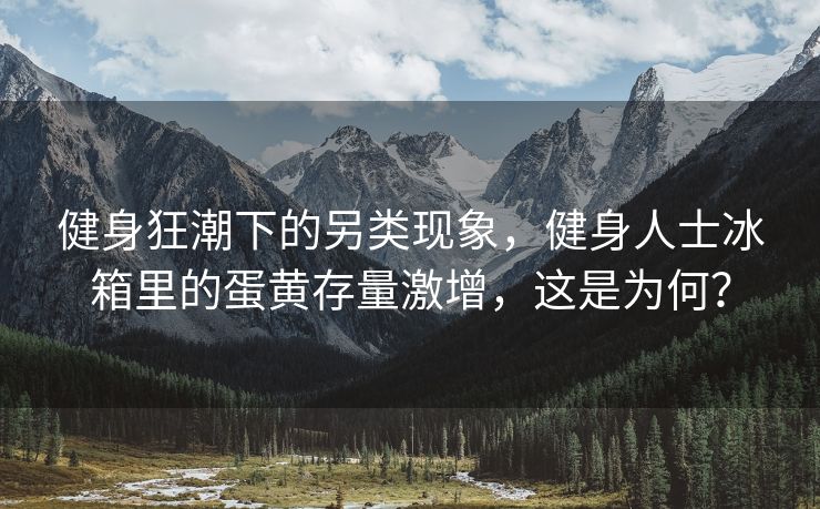 健身狂潮下的另类现象，健身人士冰箱里的蛋黄存量激增，这是为何？